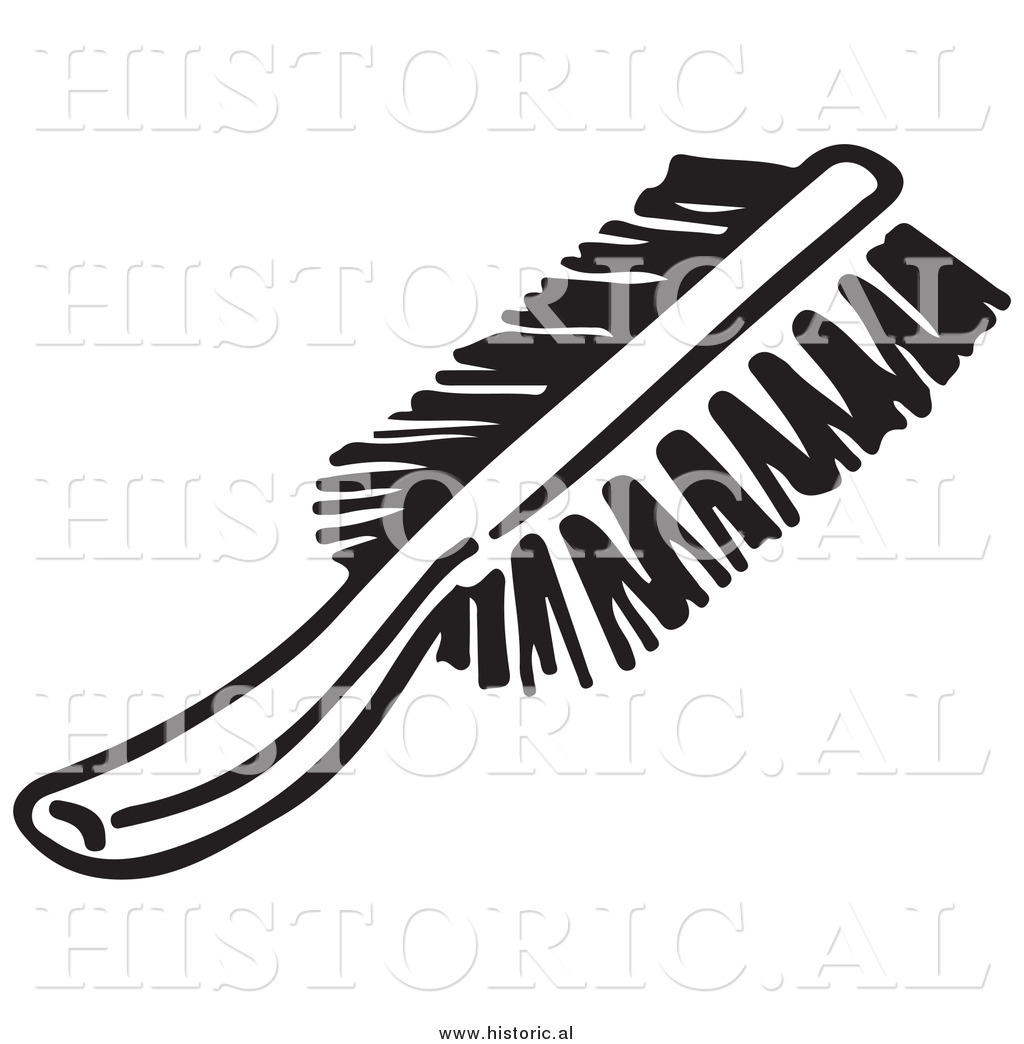 Clipart of a Hair Brush - Black and White Line Drawing by Picsburg - #9296