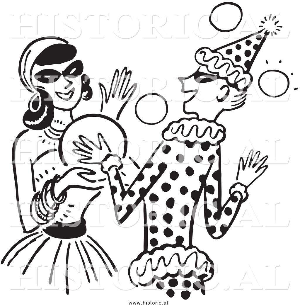 Clipart of Happy Girls Dancing at a Halloween Costume ...