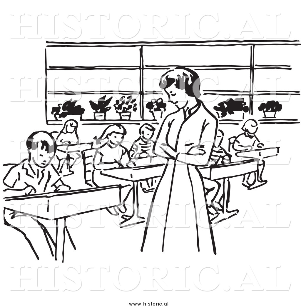 kids classroom clipart black and white
