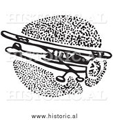 January 4th, 2014: Clipart of a Compact Flying Airplane with Propeller - Black and White by Al