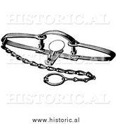 Clipart of a Steel Fox Trap- Black and White by Al