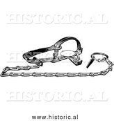 Clipart of a Steel Gopher Trap - Black and White by Al