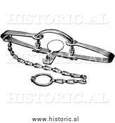 Clipart of a Steel Otter Trap - Black and White by Al