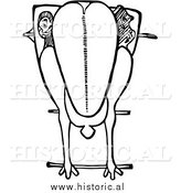 Clipart of a Trussed Chicken Ready for Roasting - Black and White Drawing by Al