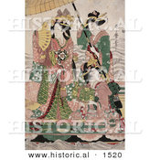 Historical Illustration of 2 Servants Assisting Princess on a Boat by Al