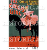 Historical Illustration of a Blond Woman Sitting on a Black Horse in "the Circus Girl" by Charles Frohman by Al