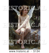Historical Illustration of a Cupid Seated with Bow and Arrows, Love on the Look Out, by William-Adolphe Bouguereau by Al