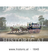 Historical Illustration of a Dog Running Alongside Men on the Unicorn Norwich Coach by Al