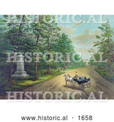 Historical Illustration of a Group of Five Men in a Carriage, Visiting the Stonewall Jackson Monument by Al