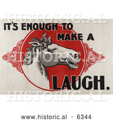 Historical Illustration of a Laughing White Horse in a Red Circle with "It’s Enough to Make a Horse Laugh" Text by Al