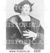 Historical Illustration of a Portrait of Christopher Columbus by Sebastiano Del Piombo - Black and White Version by Al