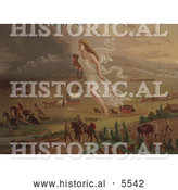Historical Illustration of a Representative Female Figure of America Guiding Pioneers by Al