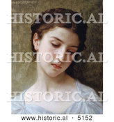 Historical Illustration of a Sad Young Woman, Head of a Young Girl, by William-Adolphe Bouguereau by Al