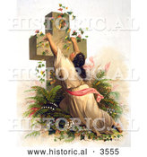 Historical Illustration of a Woman Draped on a Cross Covered with Vines by Al
