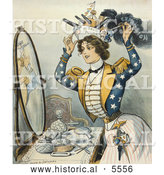 Historical Illustration of a Woman Wearing Warship As Hat by Al