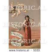 Historical Illustration of a Woman with Cherub Balloons by Al