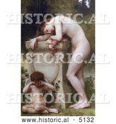 Historical Illustration of a Woman with Cupid, Mourning the Loss of Her Lover, Elegy by William-Adolphe Bouguereau by Al