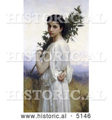 Historical Illustration of a Young Woman Holding a Laurel Branch, by William-Adolphe Bouguereau by Al