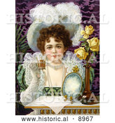 Historical Illustration of an Elegant Woman Drinking from a Cup by Al