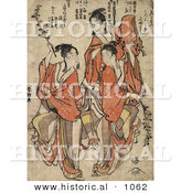 Historical Illustration of Asian Women Dancing by Al