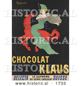 Historical Illustration of Chocolat Klaus - Woman Riding a Red Horse by Al