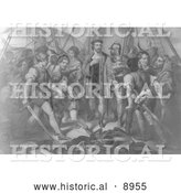 Historical Illustration of Christopher Columbus on Board His Ship - Black and White Version by Al