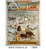 Historical Illustration of Circus Acts with People and Animals Under the Big Top by Al