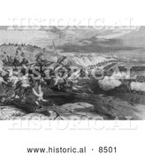 Historical Illustration of General Crook’s Battle on the Rosebud River 1876 - Black and White Version by Al