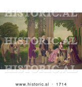 Historical Illustration of George Washington with His Family Welcoming Marquis De Lafayette at Mount Vernon by Al