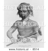 Historical Illustration of Ioway Indian Chief Named Shau-Hau-Napo-Tinia - Black and White Version by Al