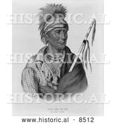Historical Illustration of Ioway Native American Man Named Not-Chi-Mi-Ne - Black and White Version by Al