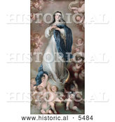Historical Illustration of Mary As the the Immaculate Conception with Clouds and Cherubs by Al