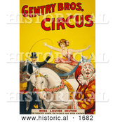 Historical Illustration of Miss Louise Hilton of the Gentry Bros Circus, Crouching on a White Horse by Al