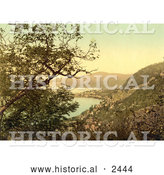 Historical Illustration of Montreux on Geneva Lake, Switzerland by Al