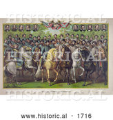 Historical Illustration of Prominent Union and Confederate Generals and Statesmen on Horses by Al