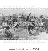 August 25th, 2013: Historical Illustration of Sioux Indian Ghost Dance - Black and White Version by Al