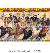 Historical Illustration of the Adam Forepaugh and Sells Brothers Performers Doing Stunts on Horses 1900 by Al