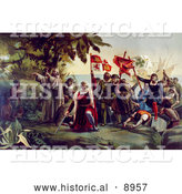Historical Illustration of the First Landing of Columbus on the Shores of the New World by Al