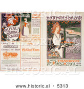 Historical Illustration of the Front and Back Covers of Harper’s Bazar Thanksgiving of 1894 Magazine by Al