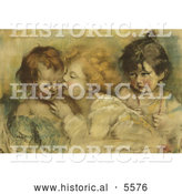 Historical Illustration of Three Children, One Kissing Another by Al