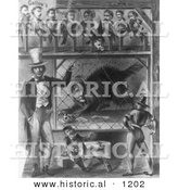 Historical Illustration of Uncle Sam Standing with Gallows Birds - Black and White Version by Al