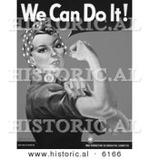 Historical Illustration of We Can Do It! Rosie the Riveter - Black and White Version by Al