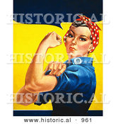 Historical Illustration of We Can Do It! Rosie the Riveter Facing Left Without Text by Al