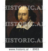 Historical Illustration of William Shakespeare, the Playwright and Poet, in the Chandos Portrait by Al