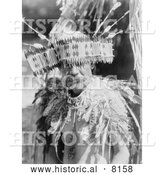 Historical Image of a Native American Indian Man Wearing Pomo Dance Costume 1924 - Black and White by Al