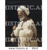 Historical Image of a Ramallah Peasant Man Standing and Spinning Wool by Al