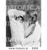 Historical Image of Achomawi Mother Holding Baby 1923 - Black and White Version by Al