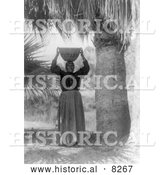 Historical Image of Cahuilla Woman with Basket on Her Head 1905 - Black and White Version by Al