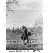 Historical Image of Cree Woman Carrying Moss 1927 - Black and White Version by Al