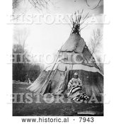 Historical Image of Edna Kash-kash, a Native American Indian 1900 - Black and White by Al
